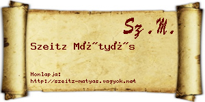 Szeitz Mátyás névjegykártya